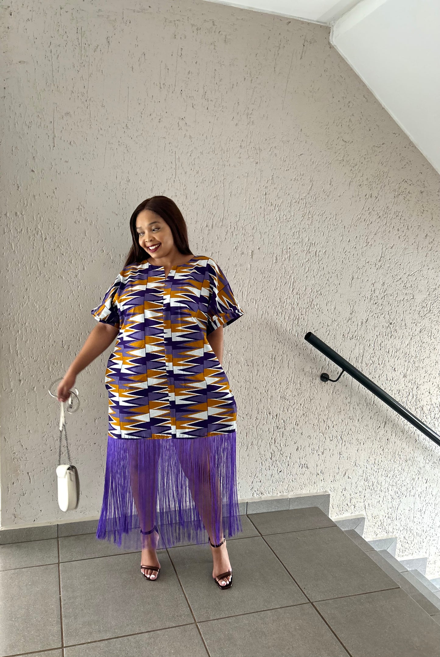 Kira Kente Fringe Dress